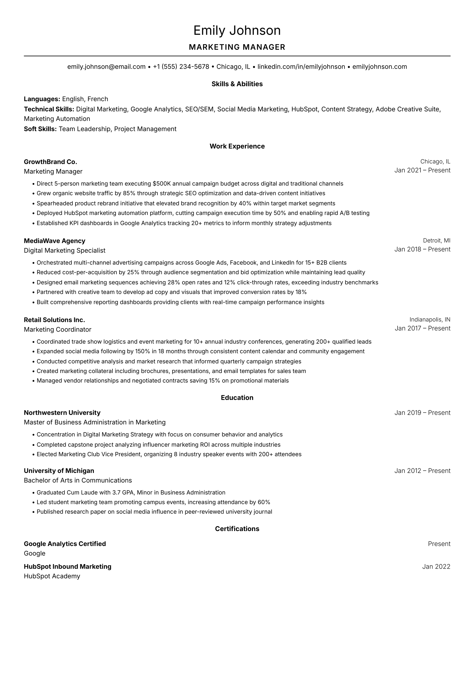 Harvard resume template preview
