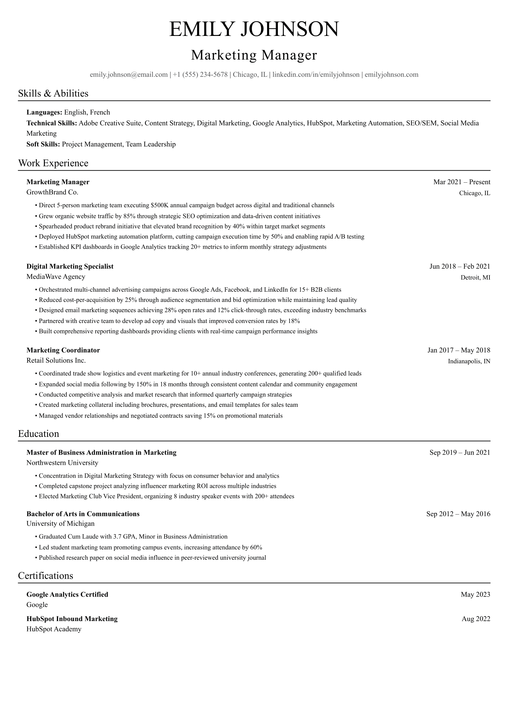 LaTeX resume template preview